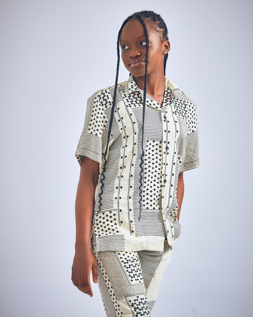 Two-Piece Chiffon Blouse and Pants (Black & White)