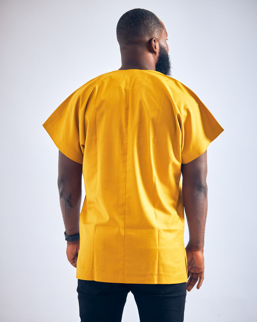 Yellow Short Sleeve Ankara Shirt