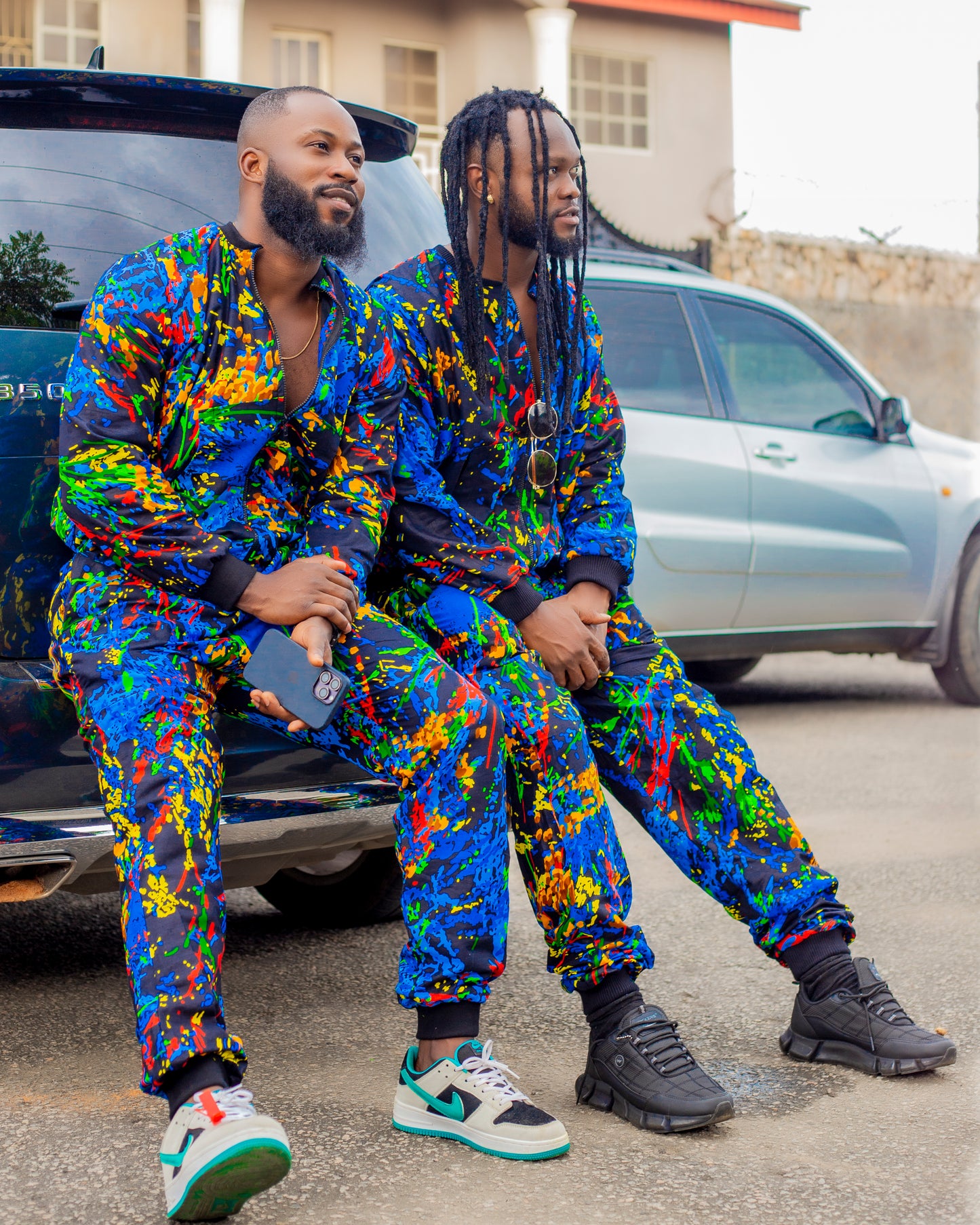 Two-Piece Ankara Joggers with Zipper Set (Male)
