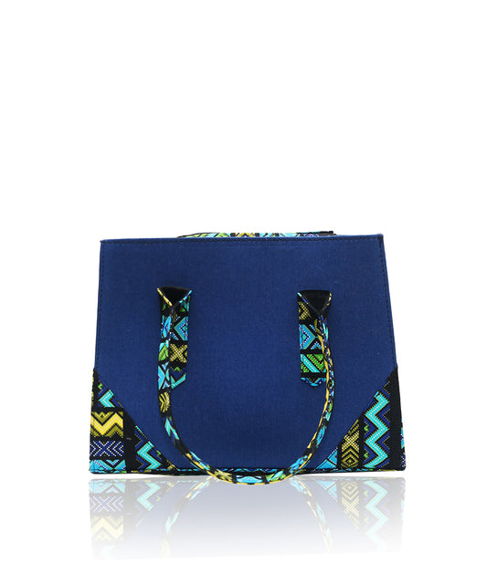 Ankara & Denim Blue Tote Bag