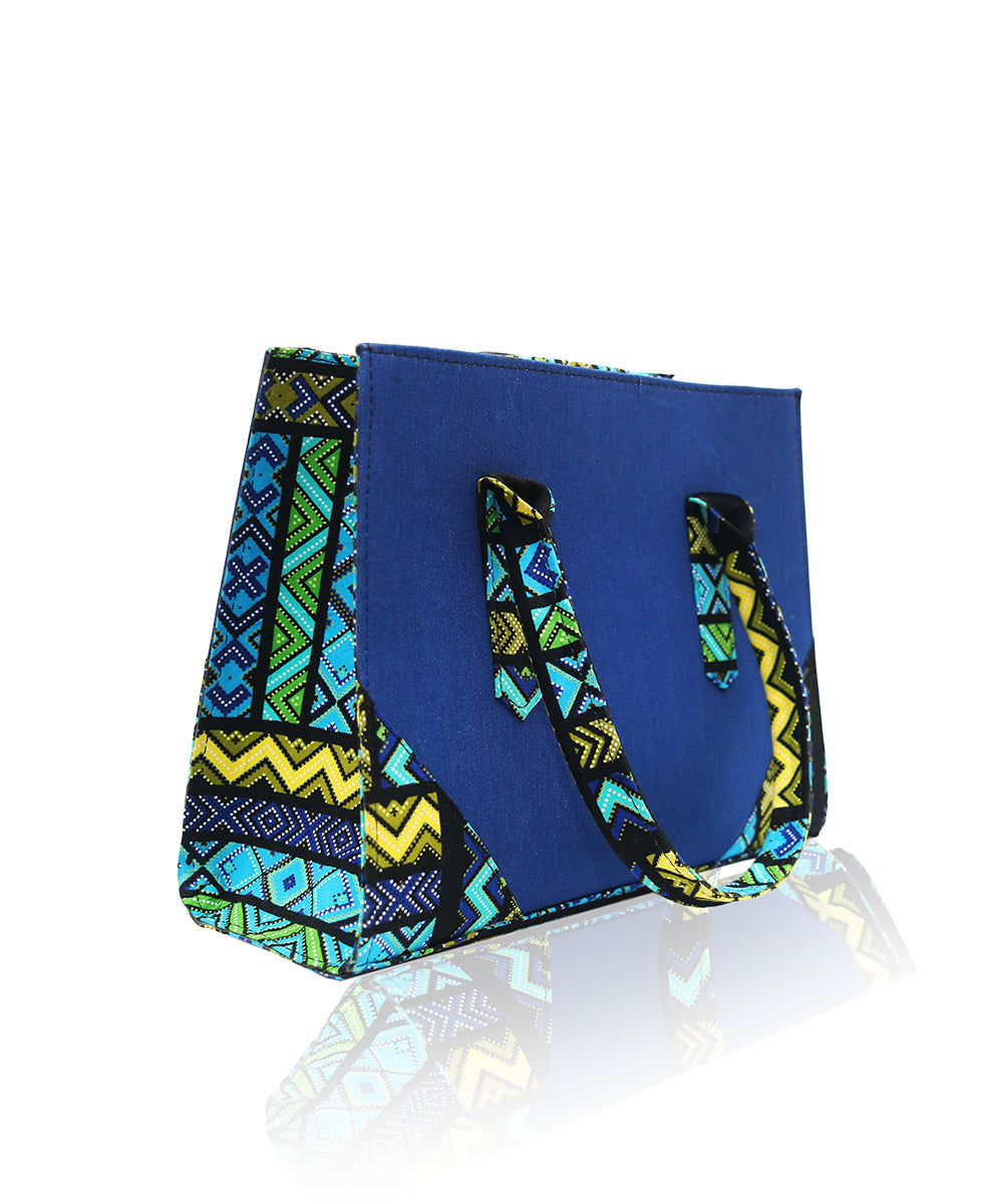 Ankara & Denim Blue Tote Bag