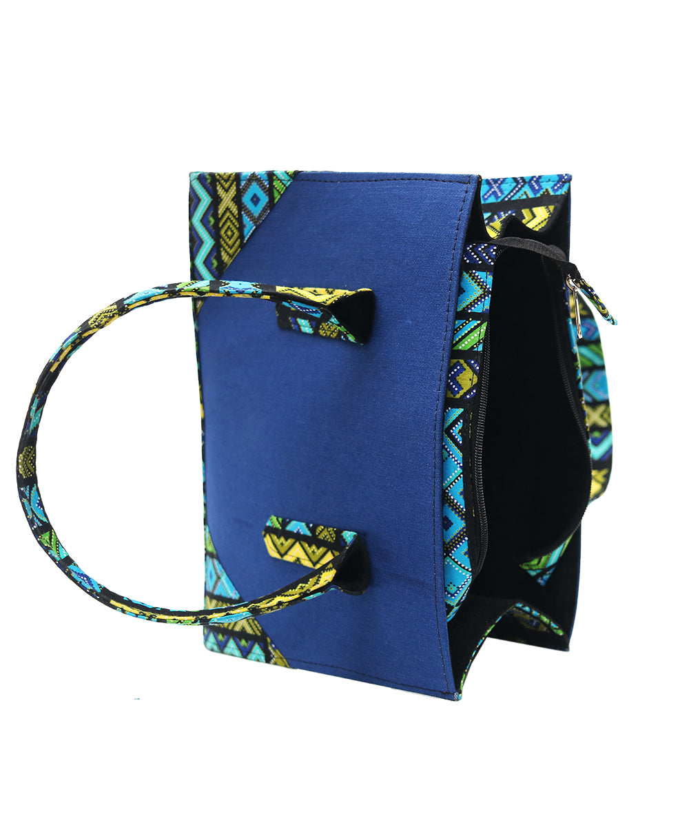 Ankara & Denim Blue Tote Bag