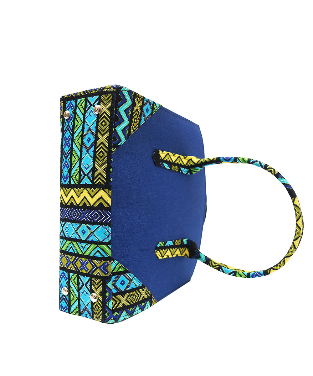 Ankara & Denim Blue Tote Bag