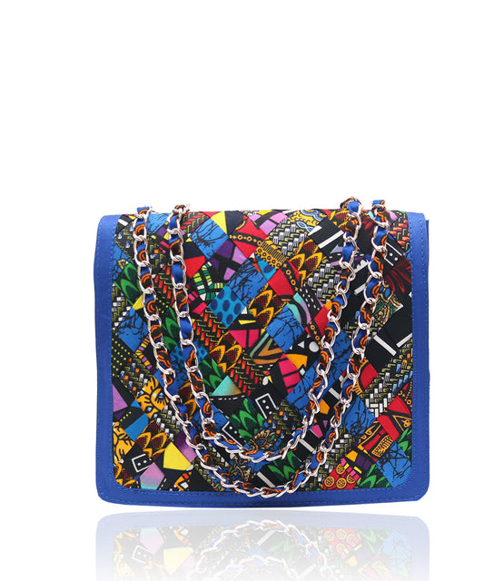 Royal Bloom Ankara Bag (Blue)