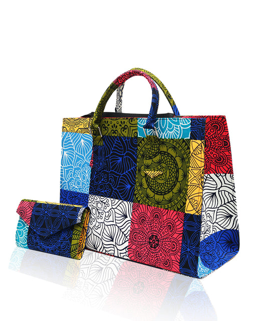 Mosaic Tote with Mini Purse- Ankara