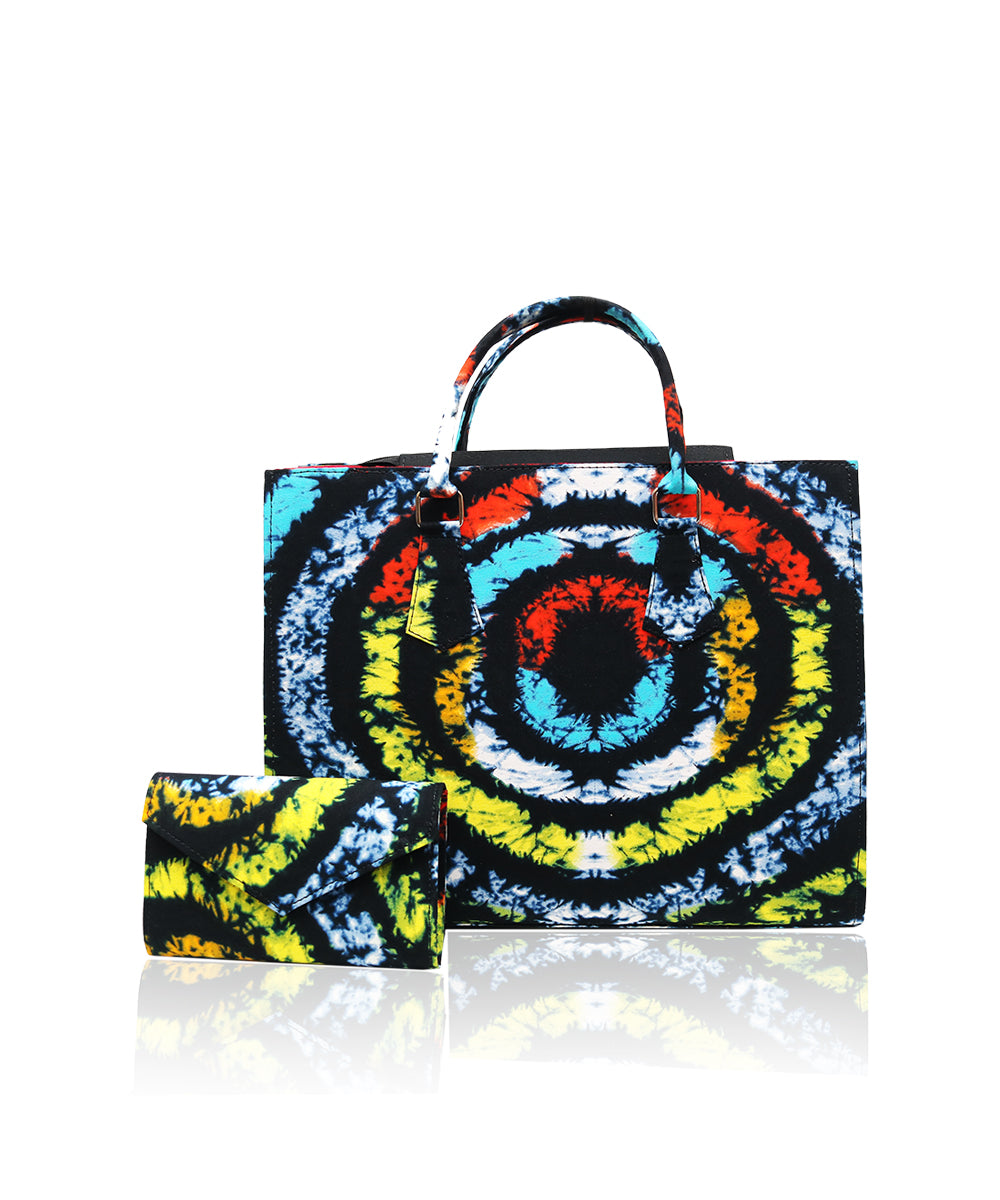 Tye-Dye Tote Bag with Mini Purse- Ankara