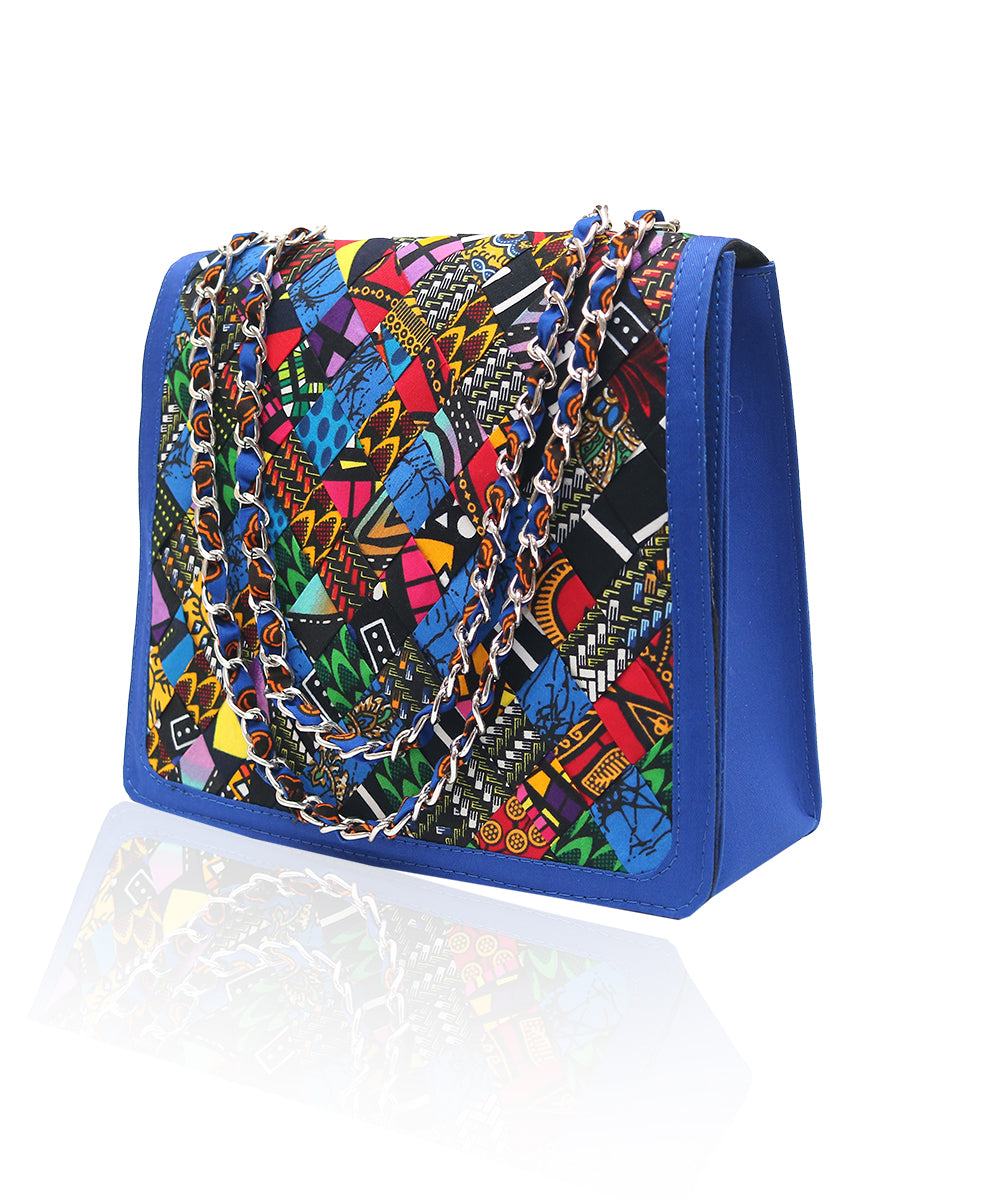 Royal Bloom Ankara Bag (Blue)