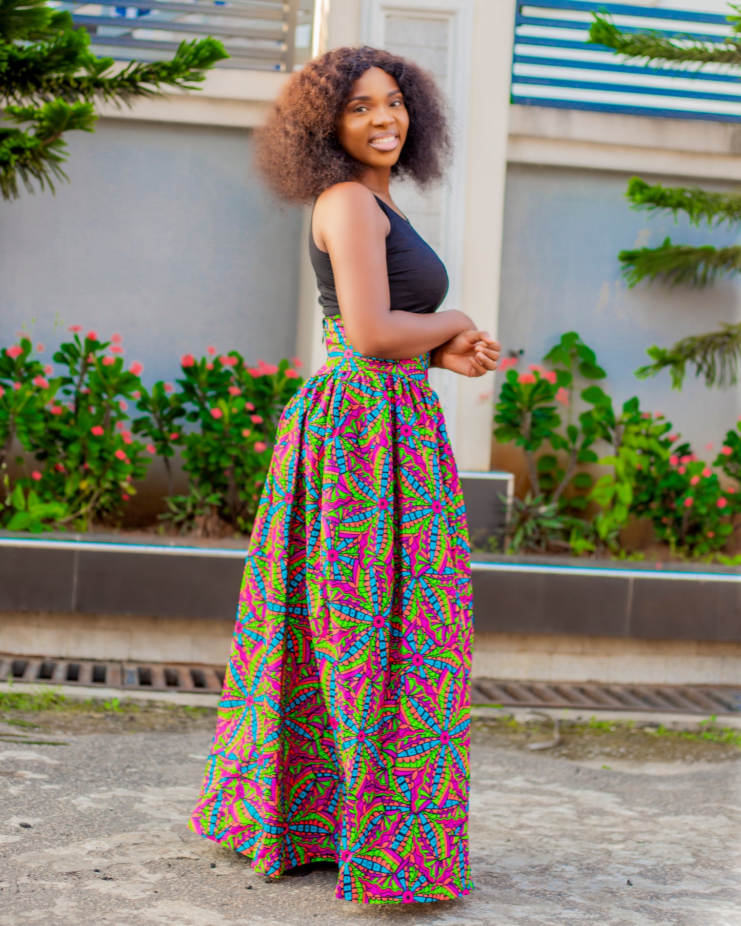 Ankara Pleated Maxi Skirt