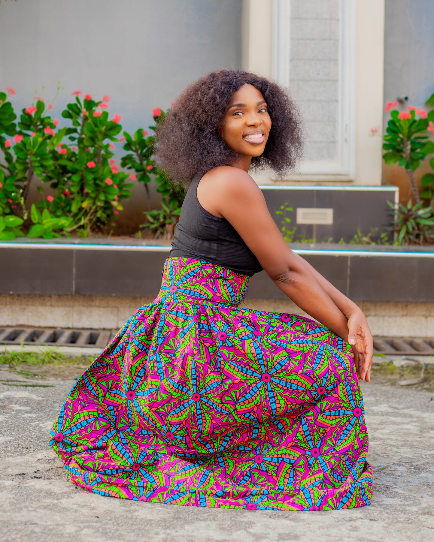 Ankara Pleated Maxi Skirt