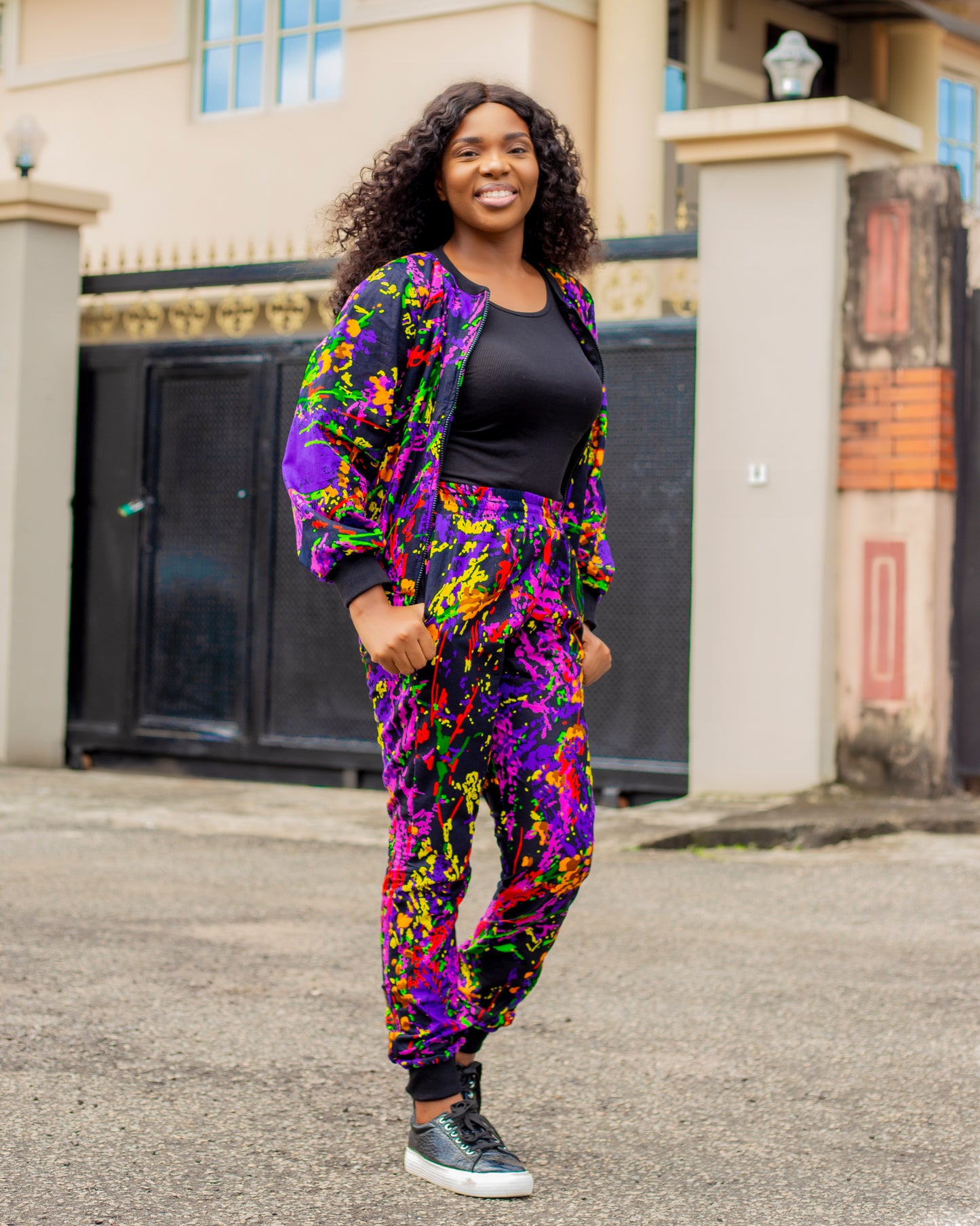 Two-Piece Ankara Joggers with Zipper Set (Female)